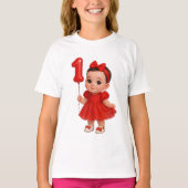 かわいい女の赤ちゃん1歳の誕生日Tシャツ Tシャツ (正面)