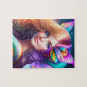 かわいい女カラフルの子の美しい妖精 ジグソーパズル (横)