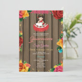 かわいい女カラフルの花ウッドキ素朴ンセアニラ 招待状 (スタンド正面)