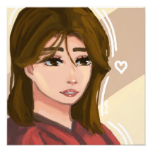 かわいい女シンプルの子の背景手描きデジタルアート