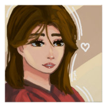 かわいい女シンプルの子の背景手描きデジタルアート