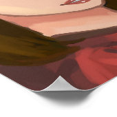 かわいい女シンプルの子の背景手描きデジタルアート ポスター (角)