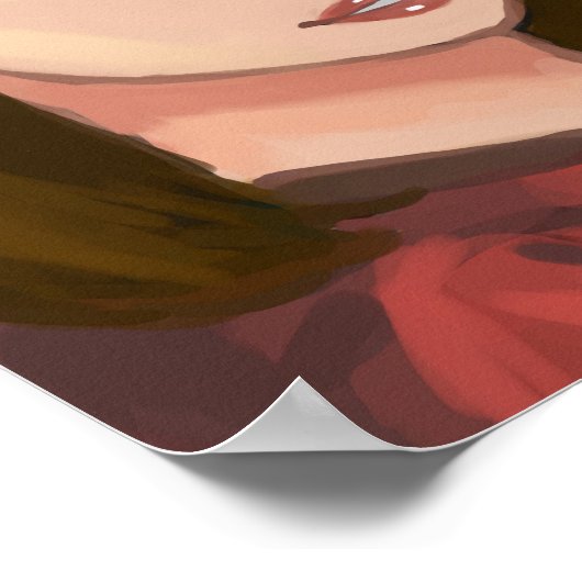 かわいい女シンプルの子の背景手描きデジタルアート ポスター (角)