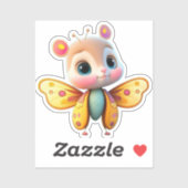 かわいい女ユニークの子バタフライ漫画グラフィック シール (シート)