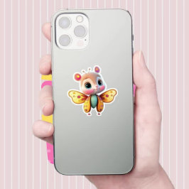 かわいい女ユニークの子バタフライ漫画グラフィック シール