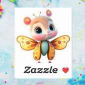 かわいい女ユニークの子バタフライ漫画グラフィック シール