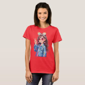 かわいい女子アニメデザイン Tシャツ (正面フル)