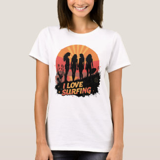 かわいい女子サーファーチーム 海 Tシャツ