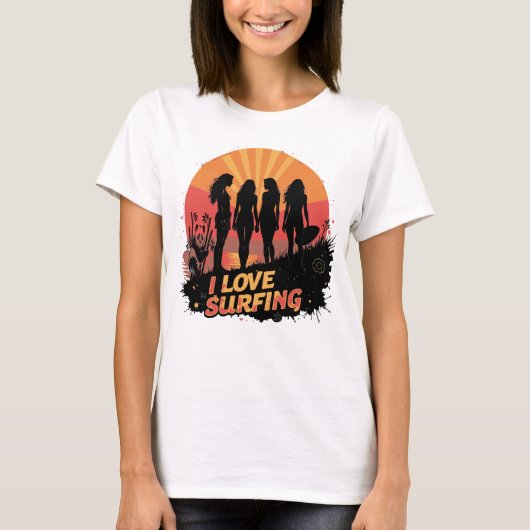 かわいい女子サーファーチーム 海 Tシャツ (正面)