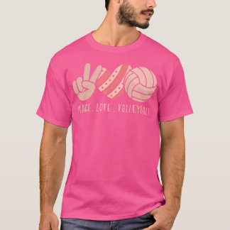 かわいい女子バレーボール選手 ピース ラブ バレーボール Tシャツ