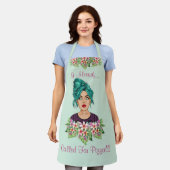 かわいい女子ミディアムオールオーバープリントエプロン エプロン (着用した状態)