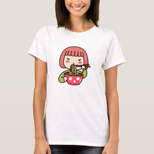 かわいい女子食べラーメン Tシャツ