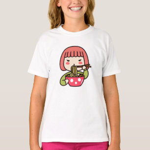 かわいい女子食べラーメン Tシャツ