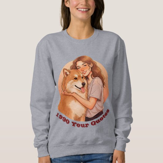 かわいい女性とペットの犬 スウェットシャツ (正面)