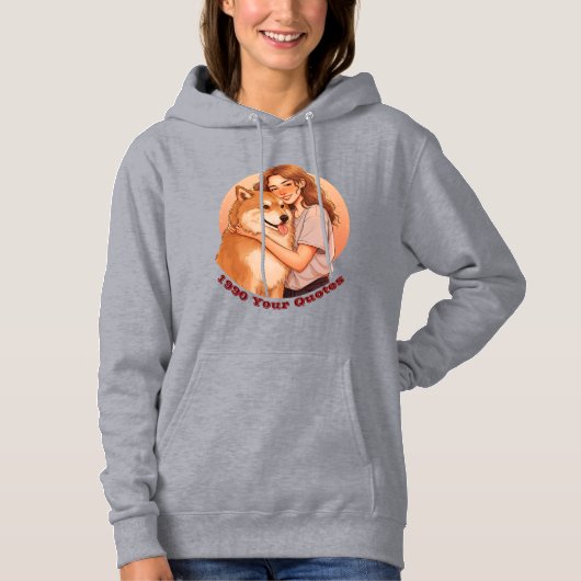 かわいい女性とペットの犬 パーカ (正面)