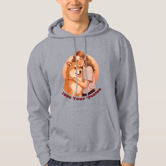 かわいい女性とペットの犬 パーカ (正面)