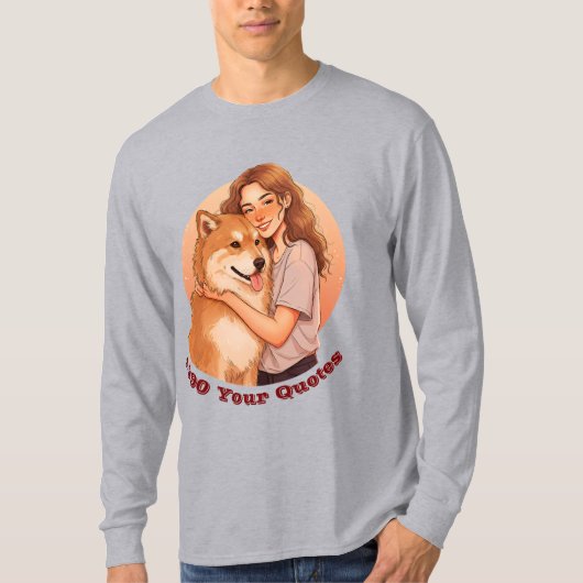 かわいい女性とペットの犬 Tシャツ (正面)