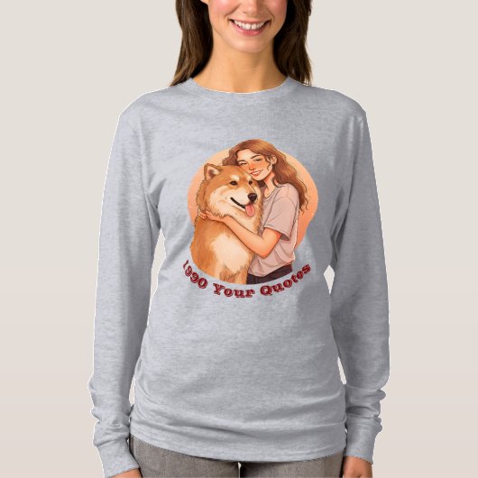 かわいい女性とペットの犬 Tシャツ (正面)
