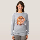 かわいい女性とペットの犬 Tシャツ (正面フル)