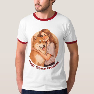 かわいい女性と犬のペット Tシャツ
