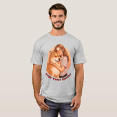 かわいい女性と犬のペット Tシャツ (正面フル)