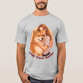かわいい女性と犬のペット Tシャツ (正面)