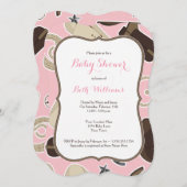かわいい女性のカーボーイのテーマのベビーシャワーの招待のピンクブラウン 招待状 (正面/裏面)