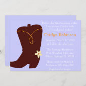 かわいい女性のカーボーイのブーツのブライダルシャワーの招待状 招待状 (正面/裏面)