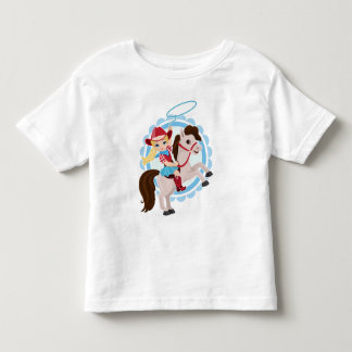 かわいい女性のカーボーイオンホース – ロデオブロンド トドラーTシャツ