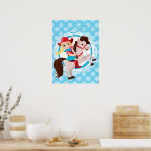 かわいい女性のカーボーイオンホース – ロデオブロンド ポスター (キッチン)