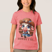 かわいい女性のカーボーイハウディ追加文字国 トライブレンドＴシャツ (正面)