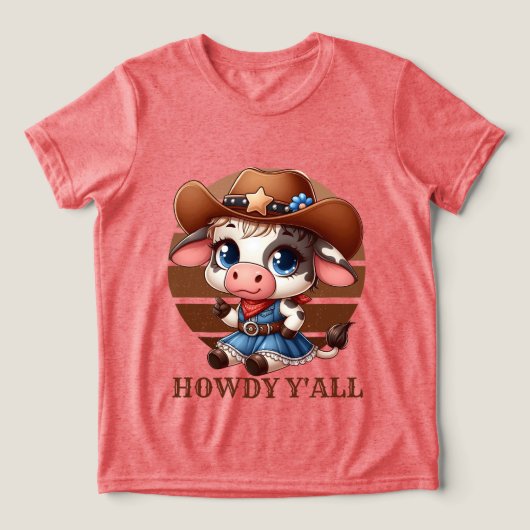 かわいい女性のカーボーイハウディ追加文字国 トライブレンドＴシャツ (デザイン正面)