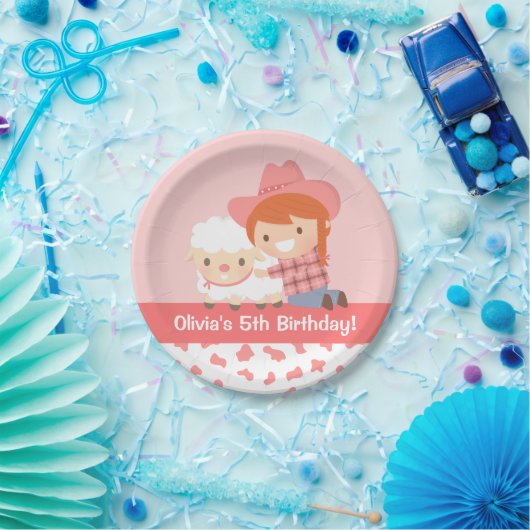 かわいい女性のカーボーイハグラムガールズ誕生パーティー ペーパープレート (パーティー)