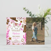 かわいい女性のカーボーイ誕生日フォト招待状 招待状 (スタンド正面)