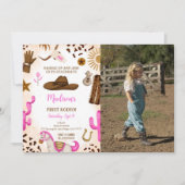 かわいい女性のカーボーイ誕生日フォト招待状 招待状 (正面)