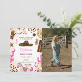 かわいい女性のカーボーイ誕生日フォト招待状 招待状 (スタンド正面)