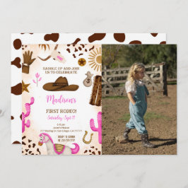 かわいい女性のカーボーイ誕生日フォト招待状 招待状