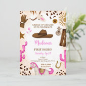 かわいい女性のカーボーイ誕生日招待状 招待状 (スタンド正面)