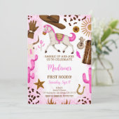 かわいい女性のカーボーイ誕生日招待状 招待状 (スタンド正面)