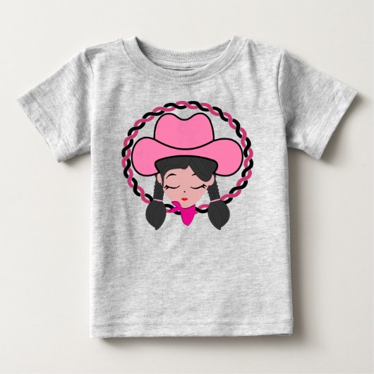 かわいい女性のカーボーイ ベビーTシャツ (正面)