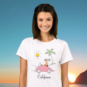 かわいい女性のファンシー カー カリフォルニア デザイン Tシャツ