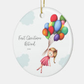 かわいい女性の初めてのクリスマス 退職した セラミックオーナメント (左)