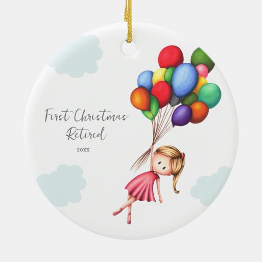 かわいい女性の初めてのクリスマス 退職した セラミックオーナメント (裏面)