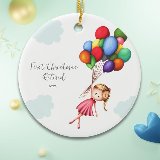 かわいい女性の初めてのクリスマス 退職した セラミックオーナメント