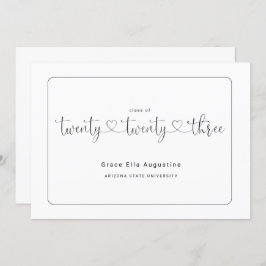 かわいい女性の卒業おめでとうメッセージ 招待状