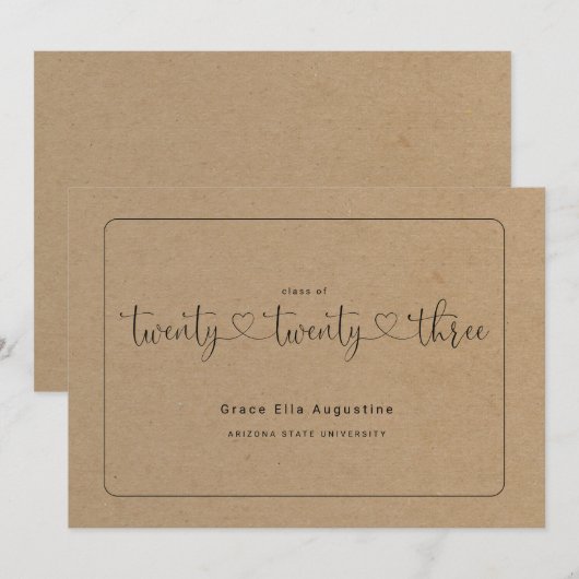 かわいい女性の卒業おめでとう 招待状 (正面/裏面)