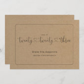 かわいい女性の卒業発表 招待状 (正面/裏面)