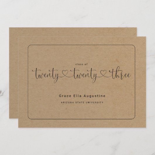 かわいい女性の卒業発表 招待状 (正面/裏面)