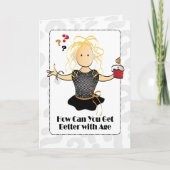 かわいい女性の漫画 おしゃれでかわいい 誕生日おめでとう カード (正面)