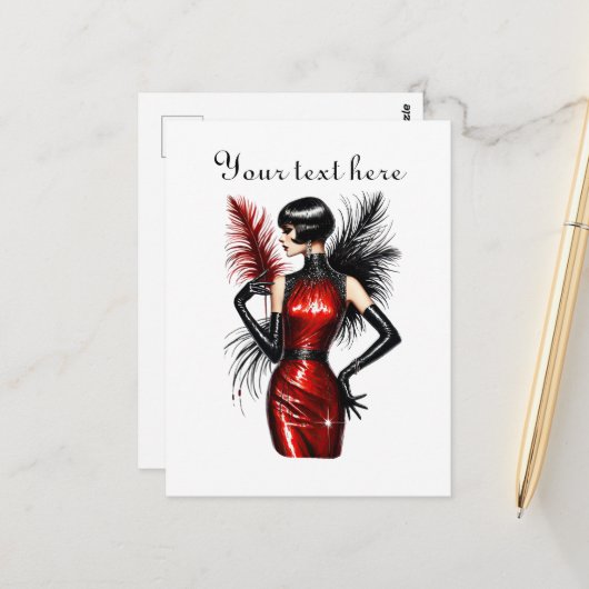 かわいい女性の追加文字 ポストカード (正面/裏面インサイチュ)